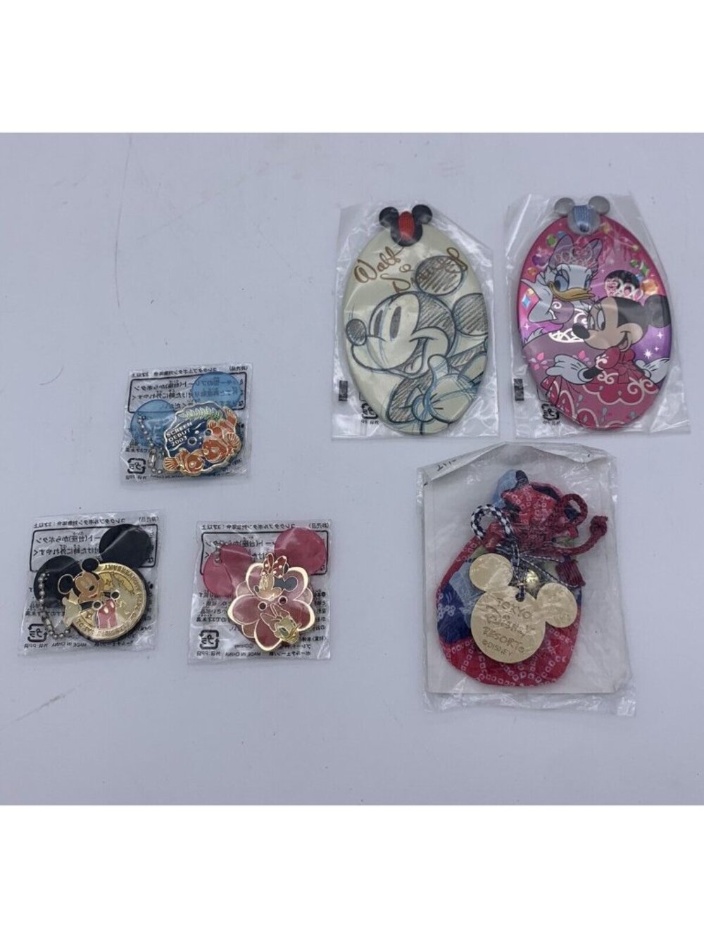 Tokyo Disneyland Anniversary Keychain Bag Tags Mickey Minnie Nemo Lot of 6